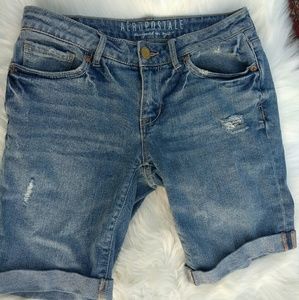 Aeropostale Distressed Cuffed Dark Wash Den